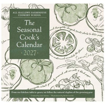 The front cover of the Seasonal Cook's Calendar illustrated with vegetables