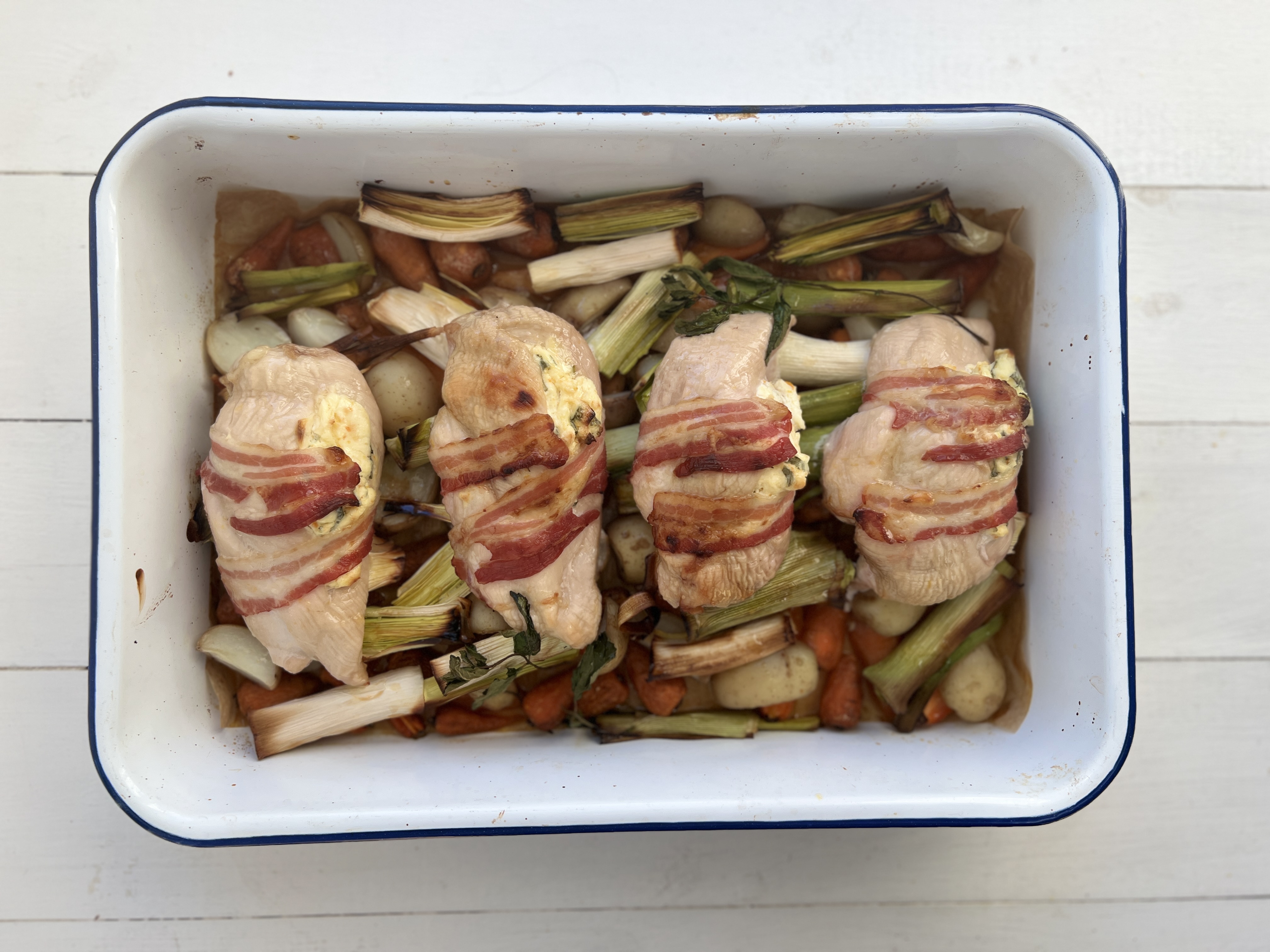 Mothering Sunday chicken, leeks, carrots and honey traybake