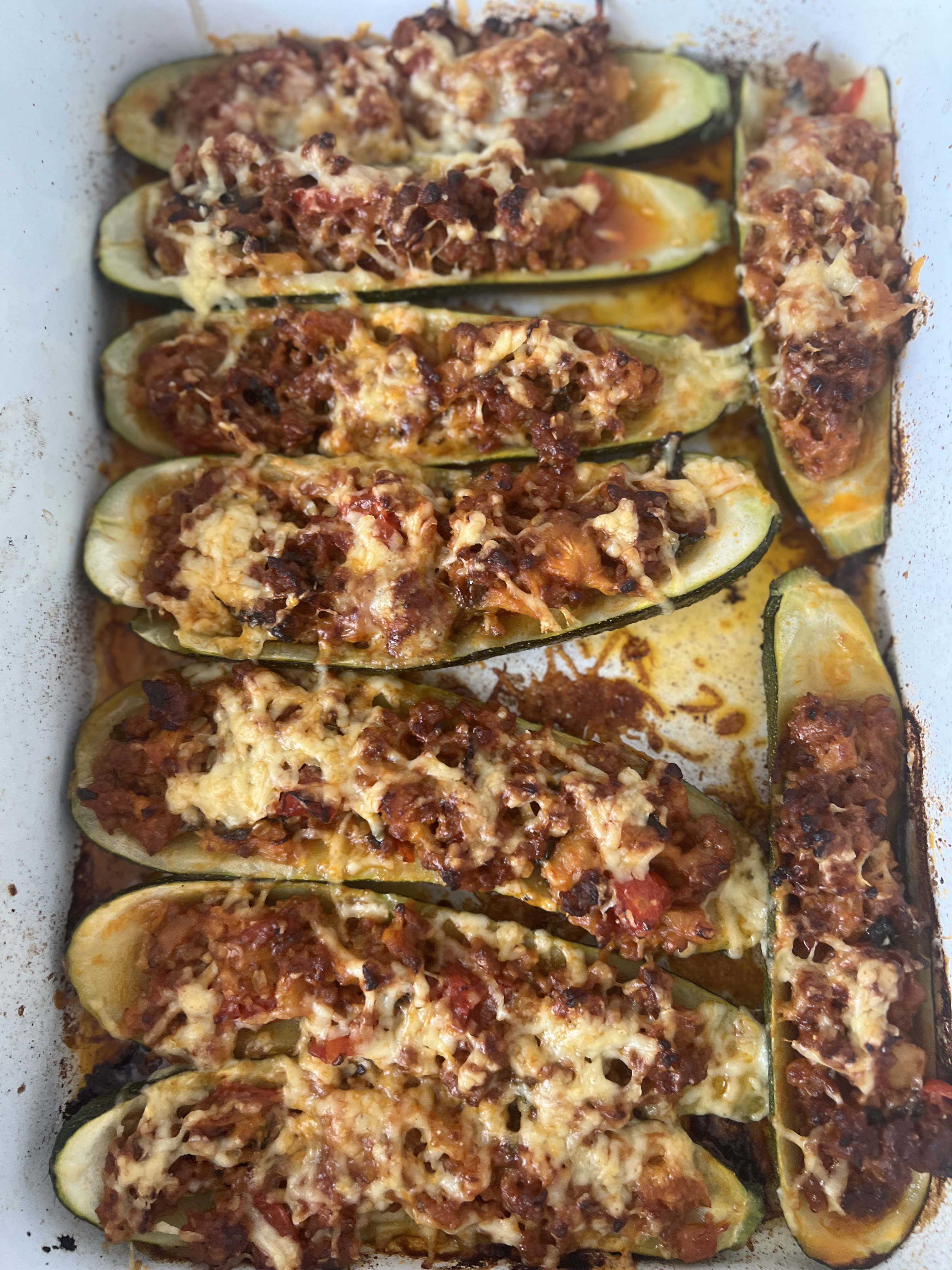 Courgette boats stuffed with lamb