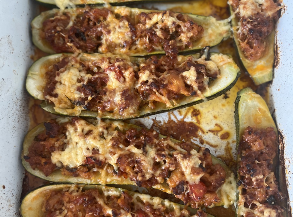 Courgette boats stuffed with lamb