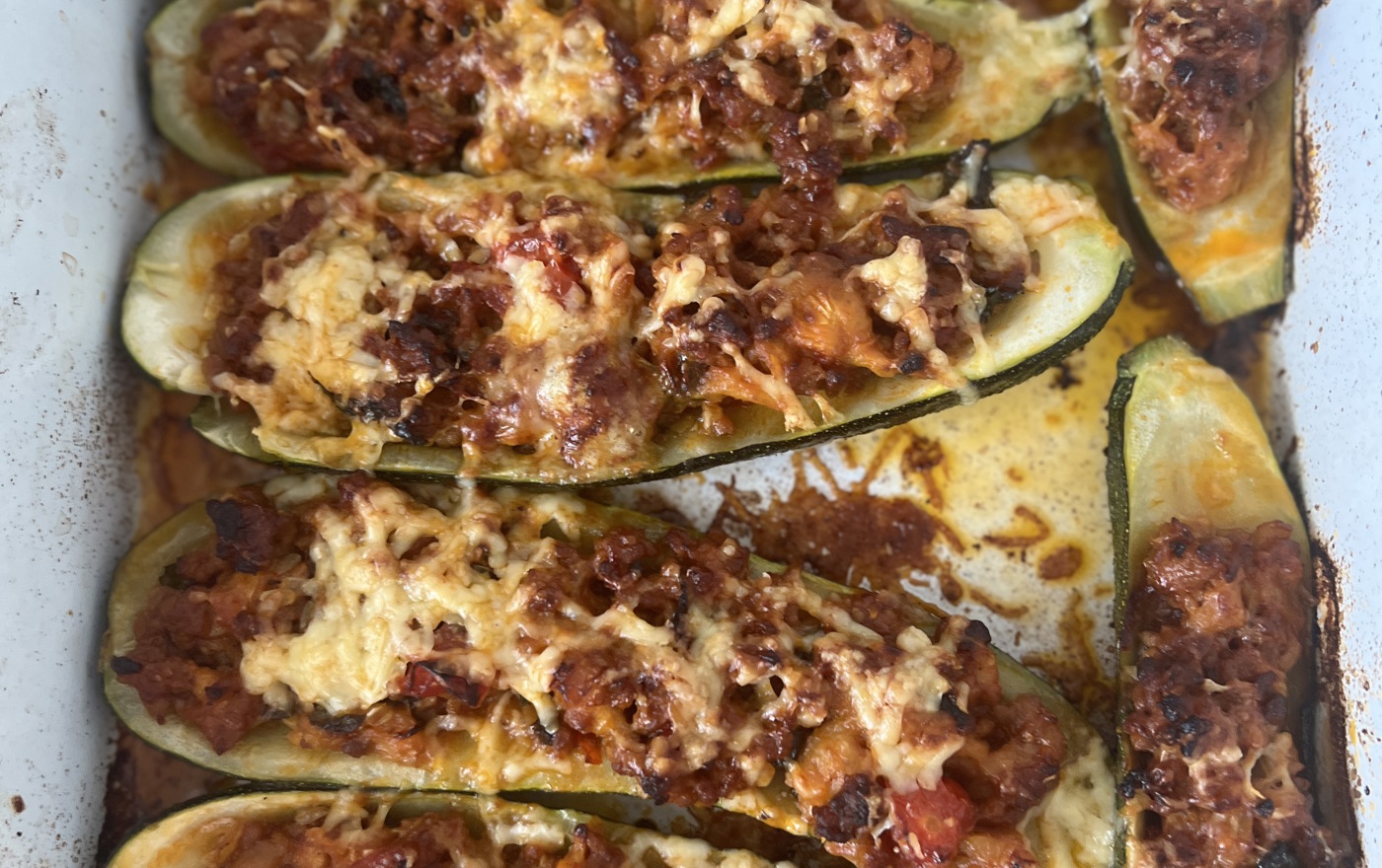 Courgette boats stuffed with lamb