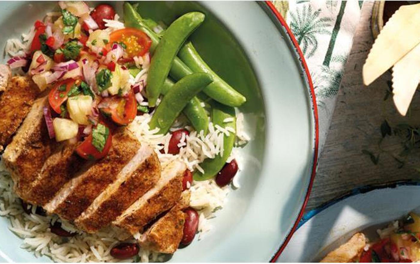 Caribbean pork medallions with salsa