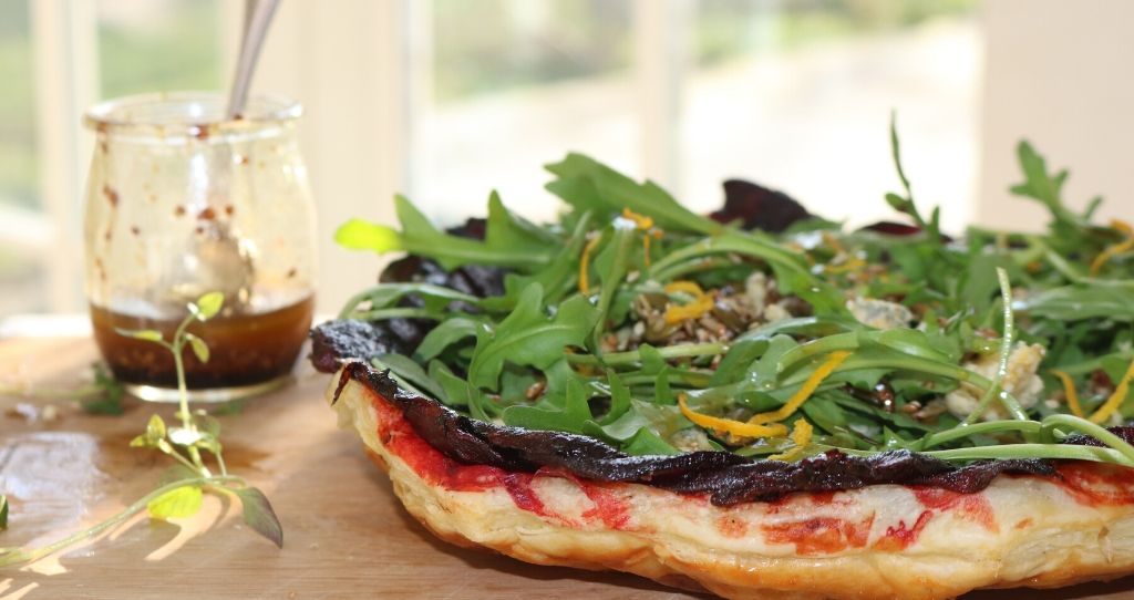 Beetroot and Stilton upside down tart