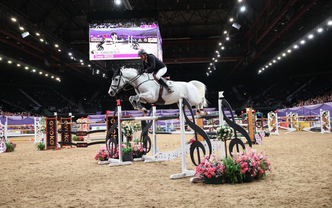 Competitor show jumping at the Horse of the Year Show