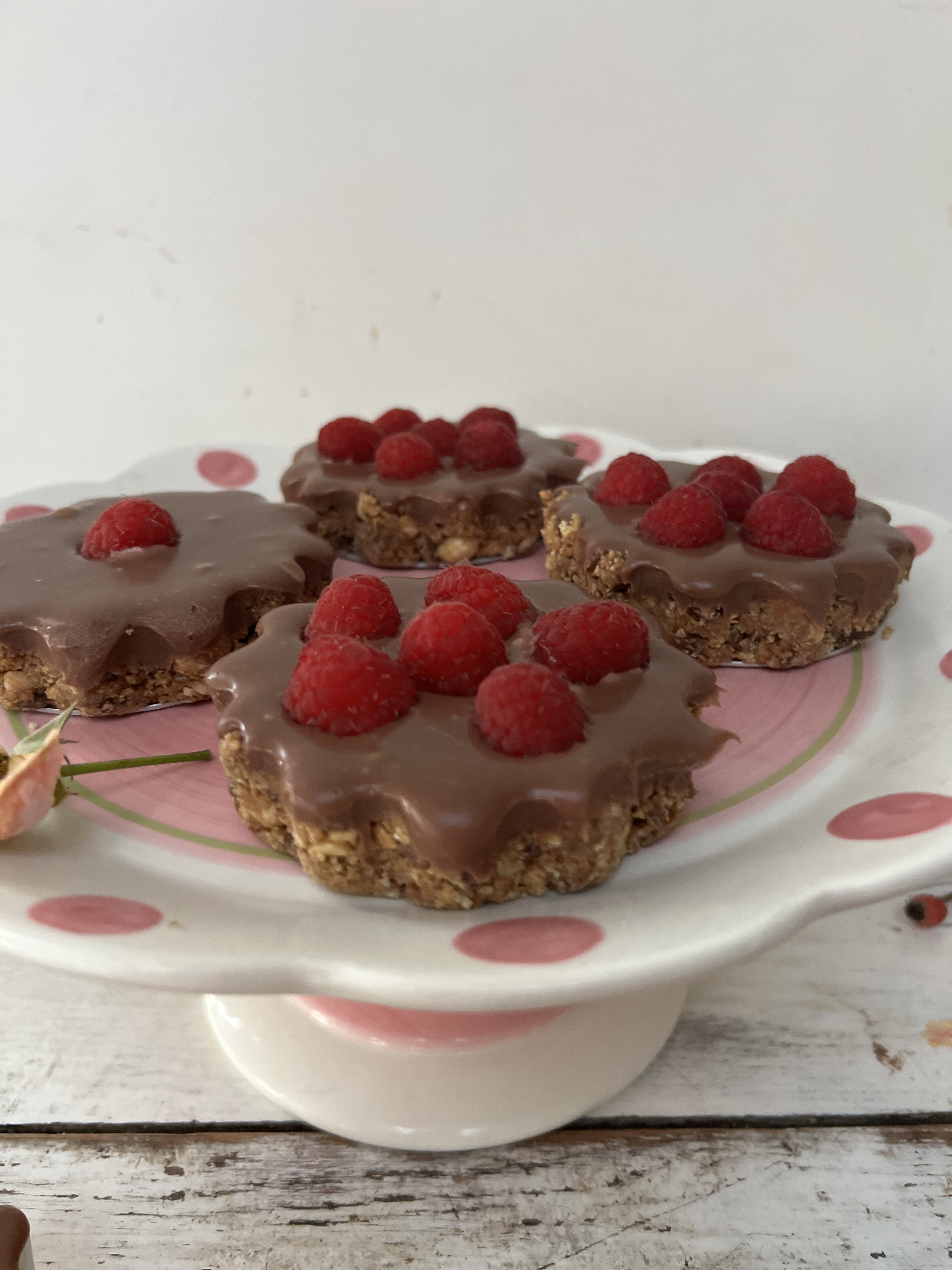 Chocolate hazelnut & raspberry tarts