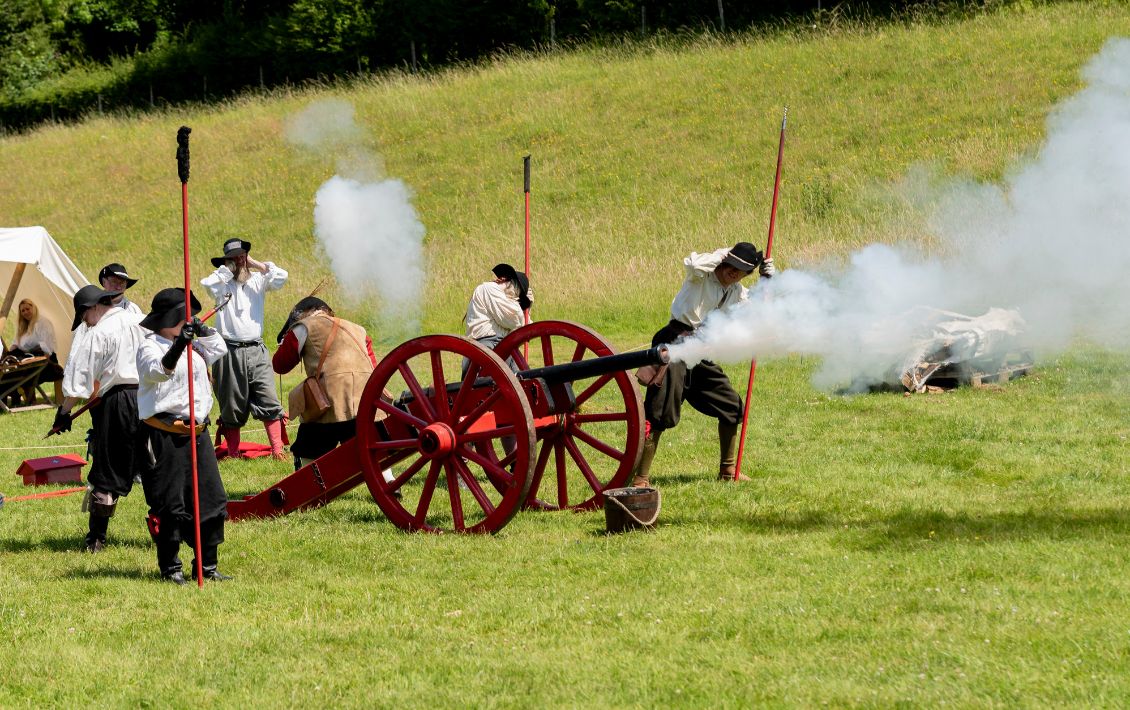 Historical re-enactment of soldiers
