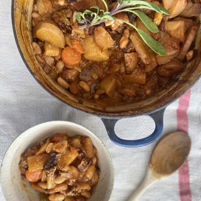 Rainy day beef, vegetable and bean stew